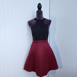 AX Paris Black Burgundy Satin Sleeveless Round Neck Sheath Knee-Length Dress 8